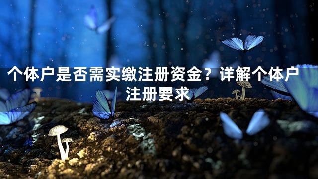 个体户是否需实缴注册资金？详解个体户注册要求