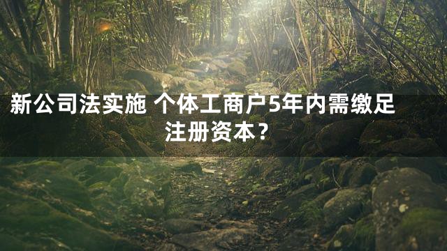 新公司法实施 个体工商户5年内需缴足注册资本？