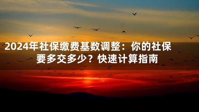 2024年社保缴费基数调整：你的社保要多交多少？快速计算指南