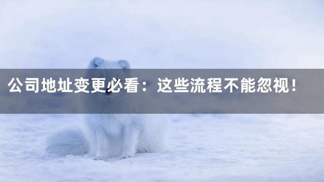 公司地址变更必看：这些流程不能忽视！