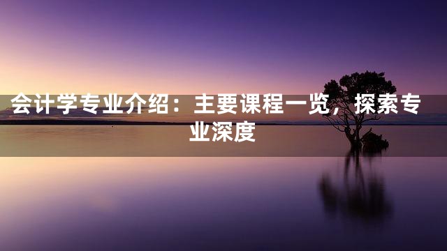 会计学专业介绍：主要课程一览，探索专业深度