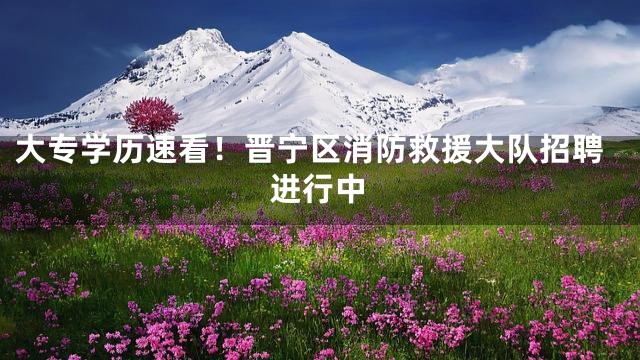 大专学历速看！晋宁区消防救援大队招聘进行中