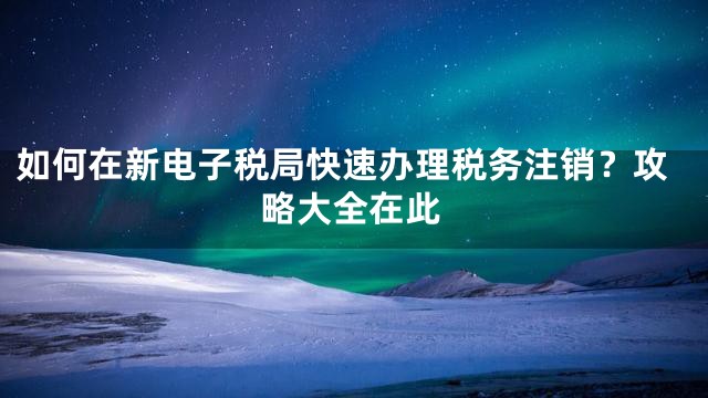 如何在新电子税局快速办理税务注销？攻略大全在此