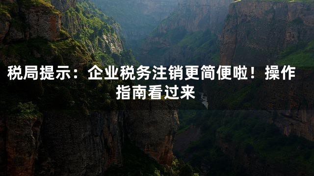 税局提示：企业税务注销更简便啦！操作指南看过来