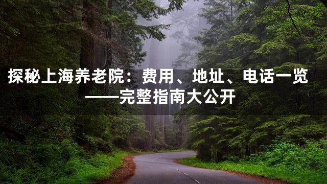 探秘上海养老院：费用、地址、电话一览——完整指南大公开