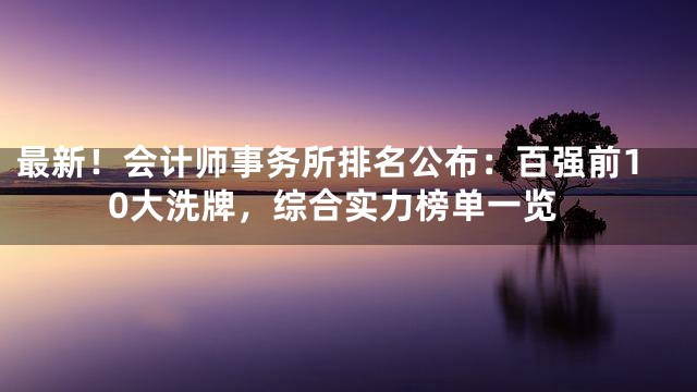 最新！会计师事务所排名公布：百强前10大洗牌，综合实力榜单一览