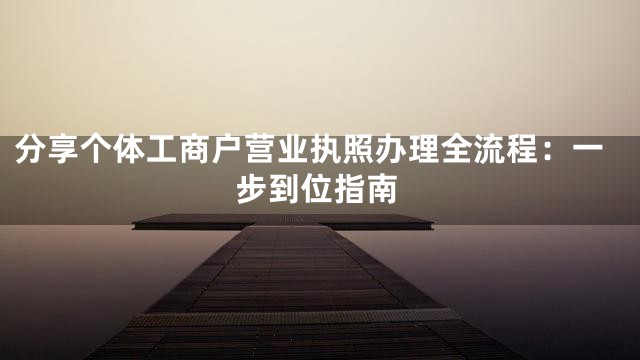 分享个体工商户营业执照办理全流程：一步到位指南