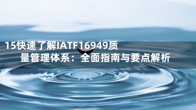 15

快速了解IATF16949质量管理体系：全面指南与要点解析