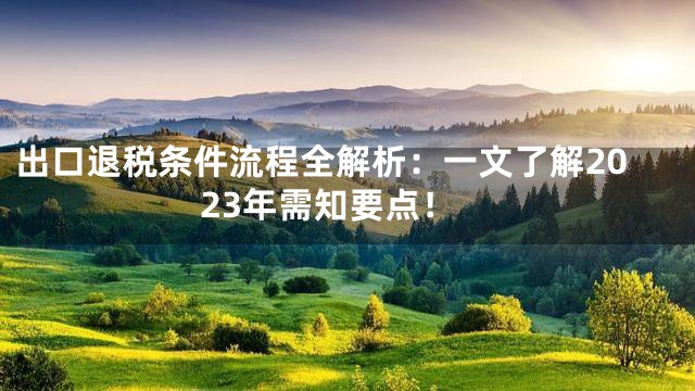 出口退税条件流程全解析：一文了解2023年需知要点！