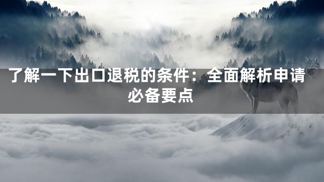 了解一下出口退税的条件：全面解析申请必备要点