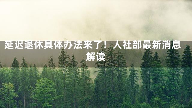 延迟退休具体办法来了！人社部最新消息解读