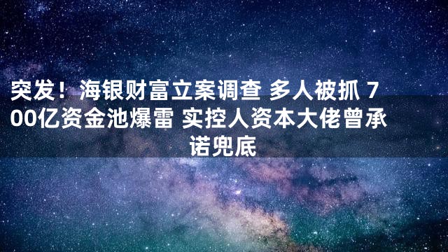 突发！海银财富立案调查 多人被抓 700亿资金池爆雷 实控人资本大佬曾承诺兜底