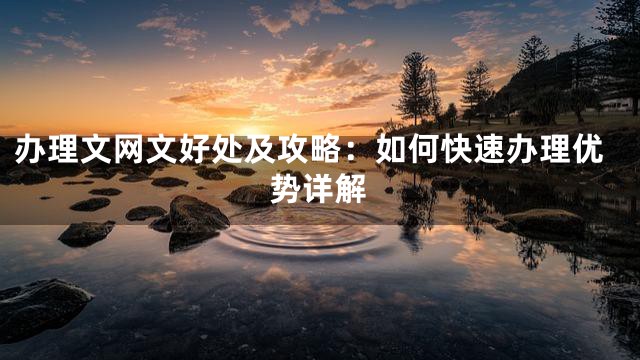 办理文网文好处及攻略：如何快速办理优势详解