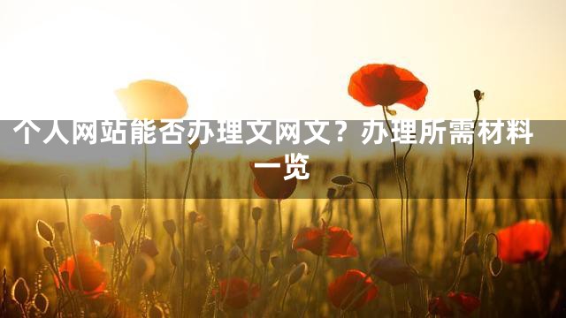 个人网站能否办理文网文？办理所需材料一览