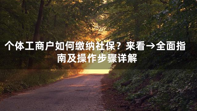 个体工商户如何缴纳社保？来看→全面指南及操作步骤详解