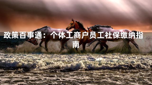 政策百事通：个体工商户员工社保缴纳指南
