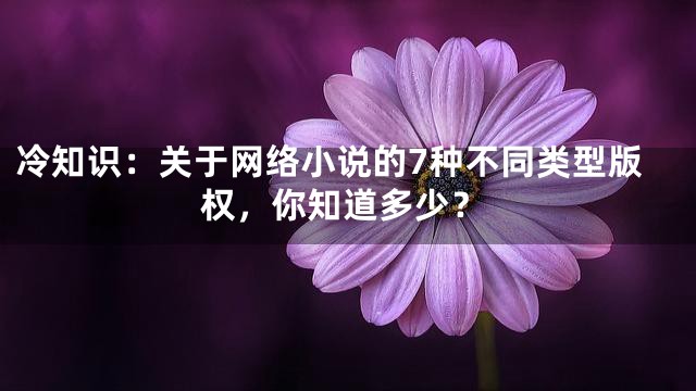 冷知识：关于网络小说的7种不同类型版权，你知道多少？