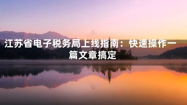 江苏省电子税务局上线指南：快速操作一篇文章搞定