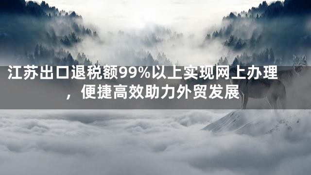 江苏出口退税额99%以上实现网上办理，便捷高效助力外贸发展