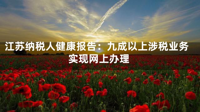 江苏纳税人健康报告：九成以上涉税业务实现网上办理