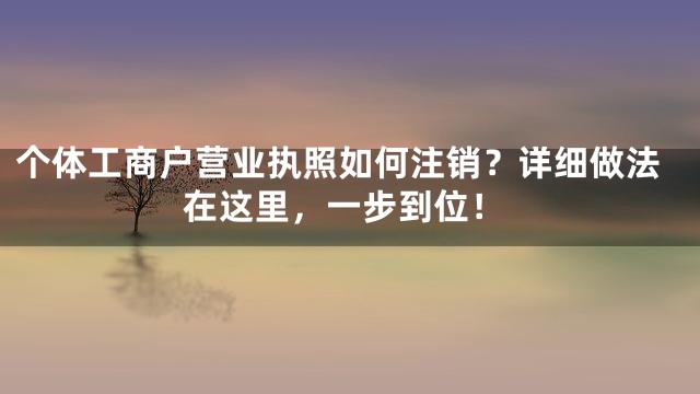 个体工商户营业执照如何注销？详细做法在这里，一步到位！