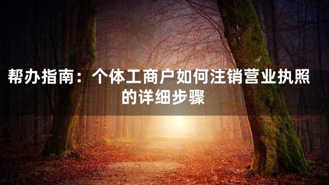 帮办指南：个体工商户如何注销营业执照的详细步骤