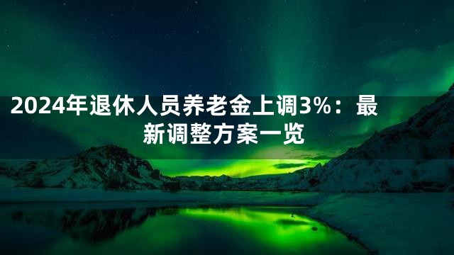 2024年退休人员养老金上调3%：最新调整方案一览
