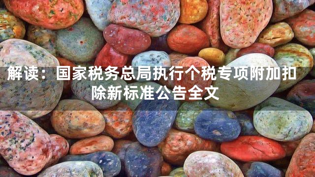 解读：国家税务总局执行个税专项附加扣除新标准公告全文
