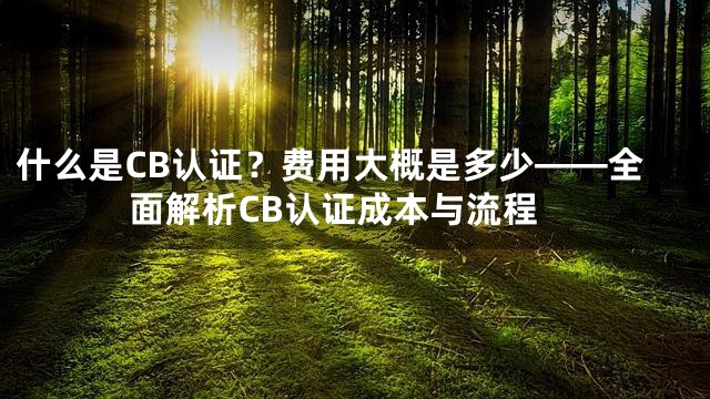 什么是CB认证？费用大概是多少——全面解析CB认证成本与流程