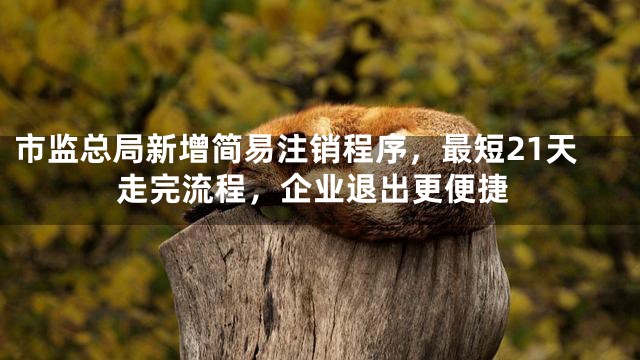 市监总局新增简易注销程序，最短21天走完流程，企业退出更便捷