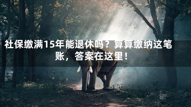 社保缴满15年能退休吗？算算缴纳这笔账，答案在这里！