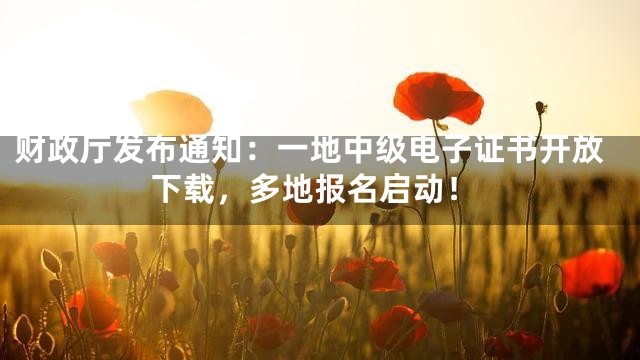 财政厅发布通知：一地中级电子证书开放下载，多地报名启动！