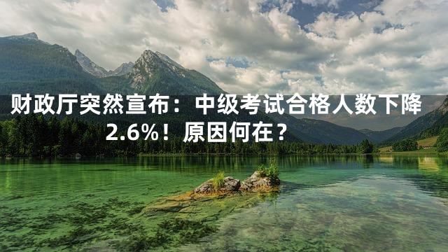 财政厅突然宣布：中级考试合格人数下降2.6%！原因何在？