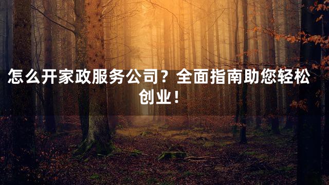 怎么开家政服务公司？全面指南助您轻松创业！