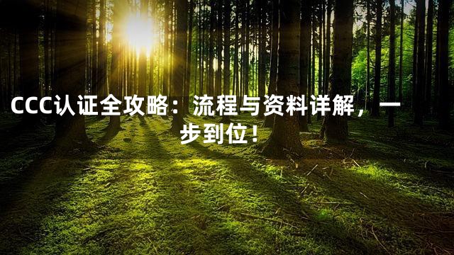CCC认证全攻略：流程与资料详解，一步到位！