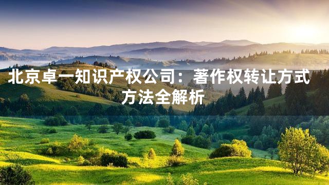 北京卓一知识产权公司：著作权转让方式方法全解析