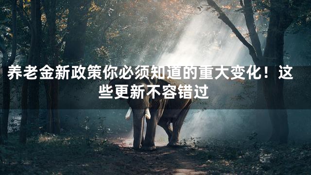 养老金新政策你必须知道的重大变化！这些更新不容错过