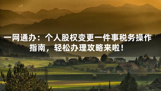 一网通办：个人股权变更一件事税务操作指南，轻松办理攻略来啦！