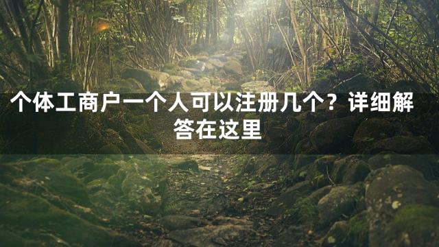 个体工商户一个人可以注册几个？详细解答在这里