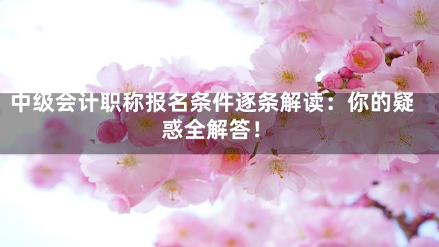 中级会计职称报名条件逐条解读：你的疑惑全解答！