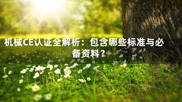 机械CE认证全解析：包含哪些标准与必备资料？