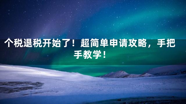 个税退税开始了！超简单申请攻略，手把手教学！