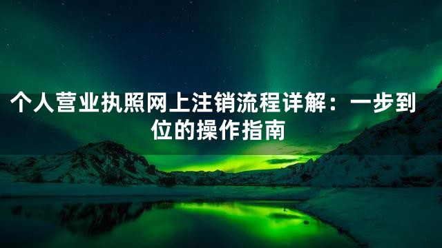 个人营业执照网上注销流程详解：一步到位的操作指南