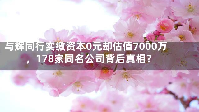 与辉同行实缴资本0元却估值7000万，178家同名公司背后真相？