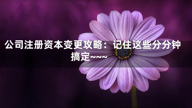 公司注册资本变更攻略：记住这些分分钟搞定~~~