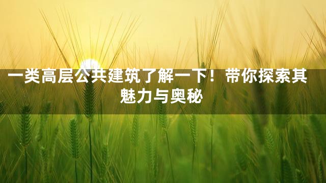 一类高层公共建筑了解一下！带你探索其魅力与奥秘