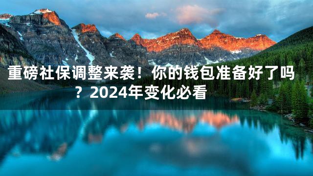 重磅社保调整来袭！你的钱包准备好了吗？2024年变化必看