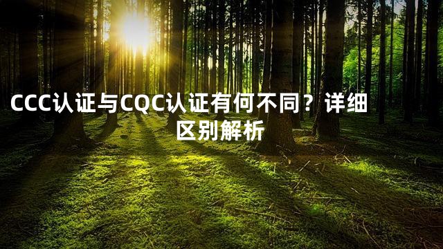 CCC认证与CQC认证有何不同？详细区别解析