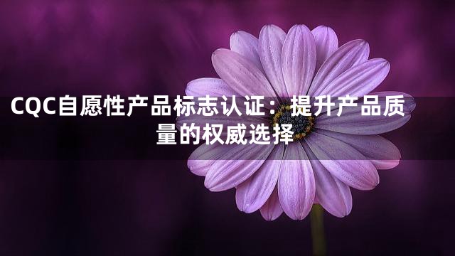 CQC自愿性产品标志认证：提升产品质量的权威选择
