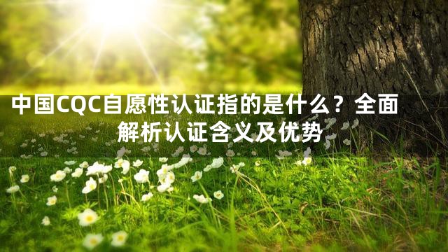 中国CQC自愿性认证指的是什么？全面解析认证含义及优势
